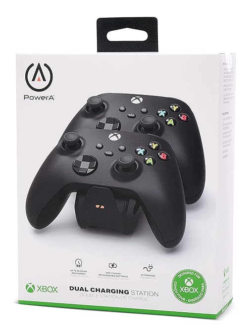 PowerA Duo Charging Station for Xbox Series X|S - Black, Wireless Controller Charging, Charge, Rechargeable Battery, Xbox Series X|S, Xbox One