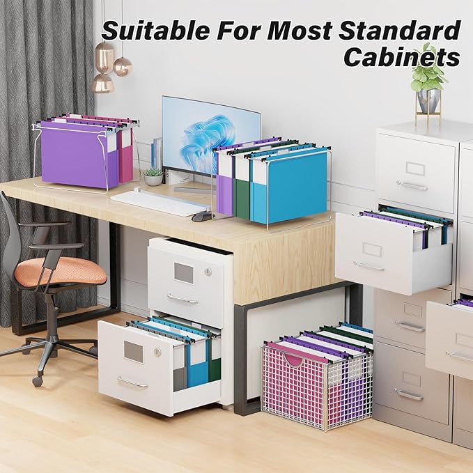Ansook Plastic Hanging File Folders Letter Size,Heavy Duty 3" Expansion Hang Folder,6 Pack File Cabniet Folder,Extra Capacity File Folders Hanging with Tabs,Hanging File Organizer for School Office