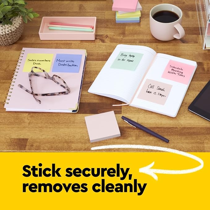 Post-it Notes, 1/3/8 x 1 7/8 in, 24 Sticky Notes Pads, 100 Sheets per Pad, Canary Yellow, The Original Post-it Note, New Year Organization or Second Semester School Supplies (Pack of 2)