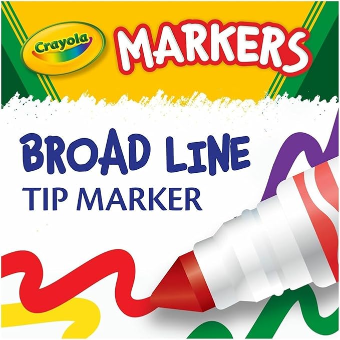 Crayola Broad Line Markers, Classic Colors 10 Each, 10 Count (Pack of 1)