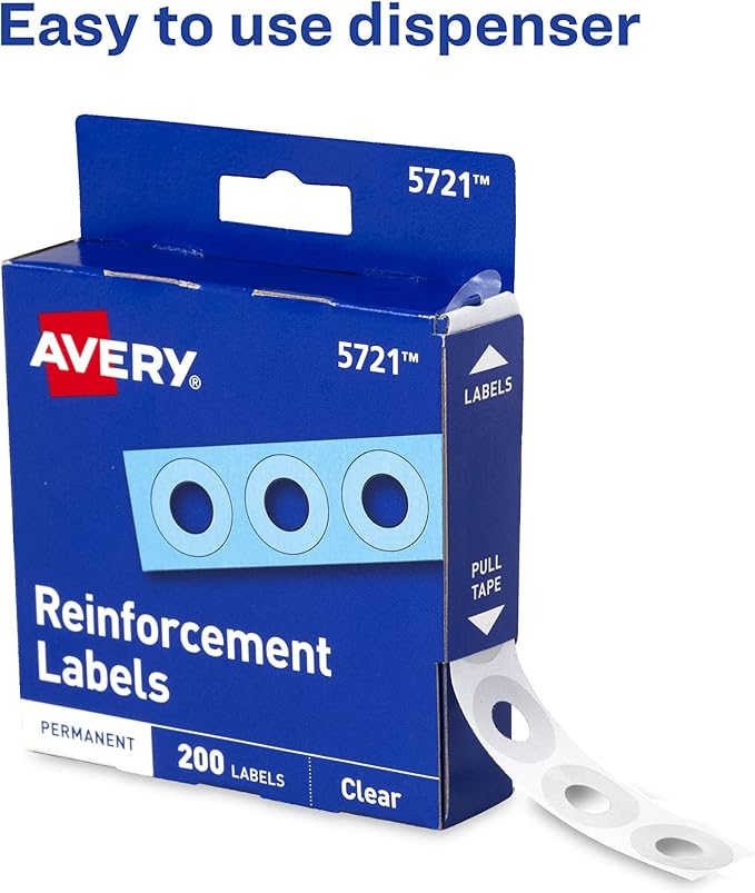 Avery Reinforcement Labels, 1/4" Diameter, Clear, 3 Packs, 600 Page Reinforcement Stickers Total (21881)