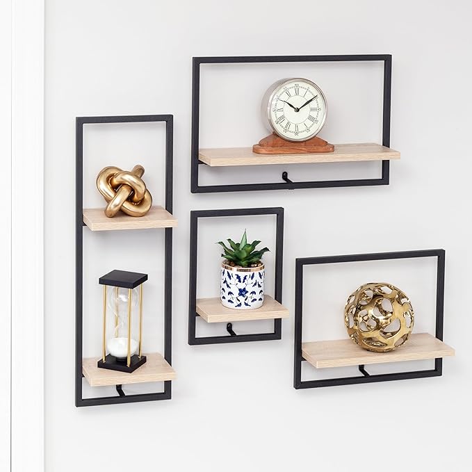 Honey-Can-Do Small Floating 1 tier Wall Shelf SHF-08575 Natural