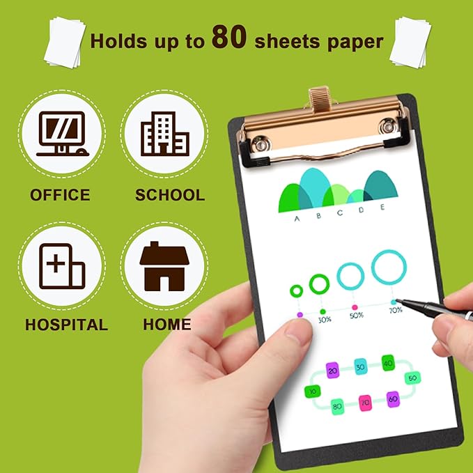 Black Plastic Clipboards 4 Pack Clipboard with Pen Holder 4.17x 8 inch Memo Size Plastic Clipboards Low Profile Clip Boards for Home Office School