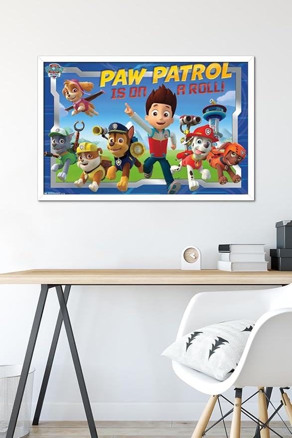 Nickelodeon Paw Patrol - Crew Wall Poster, 34L" x 22.4W", White Framed Version