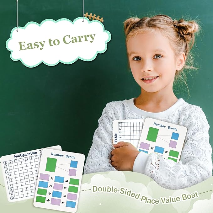 6 Set Multiplication Chart WhiteBoard, 9" x 12" Double Sided Dry Erase Multiplication Flash Cards Times Table Chart Math Manipulatives for Kids Students 1st/2nd/3rd/4th Grade Home Supplies