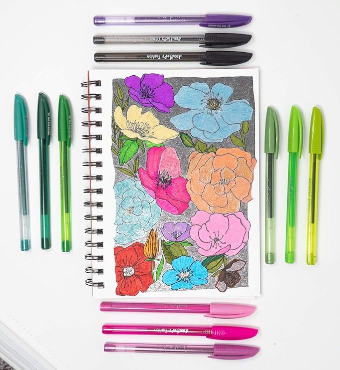 Zebra Pen Doodlerz Gel Stick Pen with Display Cup, Smooth Gel Ink, 1.0mm, Assorted Ink Colors (41950) (Pack of 1, 50 Count Total)