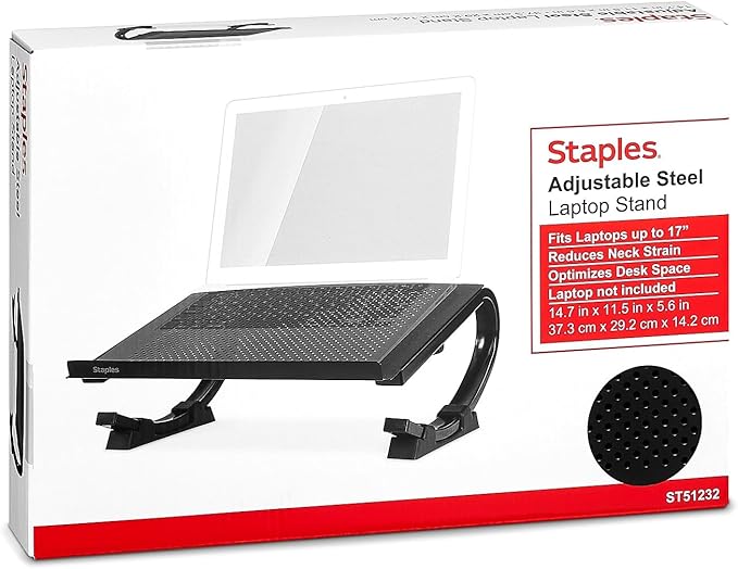 STAPLES Adjustable Steel Laptop Stand – Ergonomic Curved Desktop Riser for Laptops & Notebooks