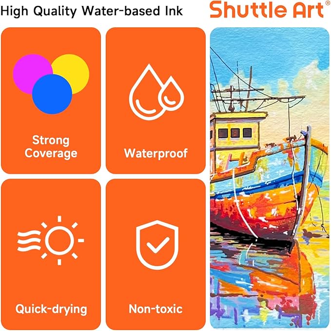 Shuttle Art 80 Colors Dual Tip Acrylic Paint Markers, Brush Tip and Fine Tip Acrylic Paint Pens for Rock, Ceramic, Wood, Canvas, Plastic, Glass, Stone, Calligraphy, Card Making, Crafts & Nail Art