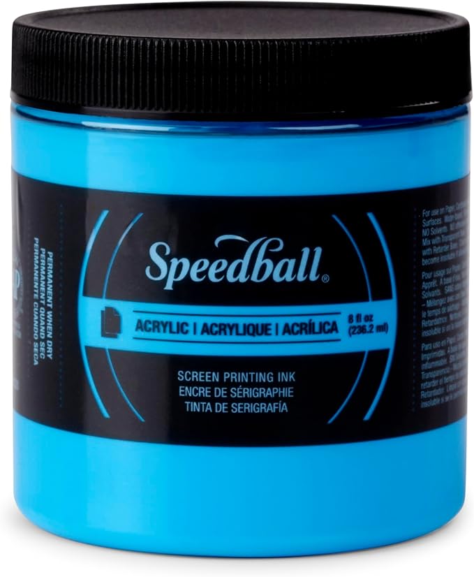 Speedball 046218 Acrylic Screen Printing Ink, 8 fl. oz., Fluorescent Blue