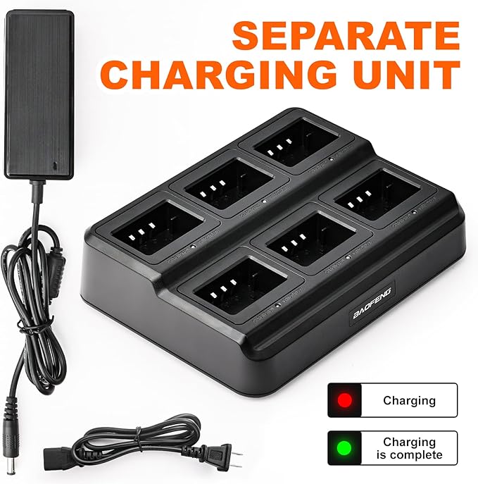BAOFENG UV-5R Six Way Charger Multi Unit Charging Station for BF-F8HP UV-5R UV-5RPro UV-5X3 Walkie Talkies and Batteries