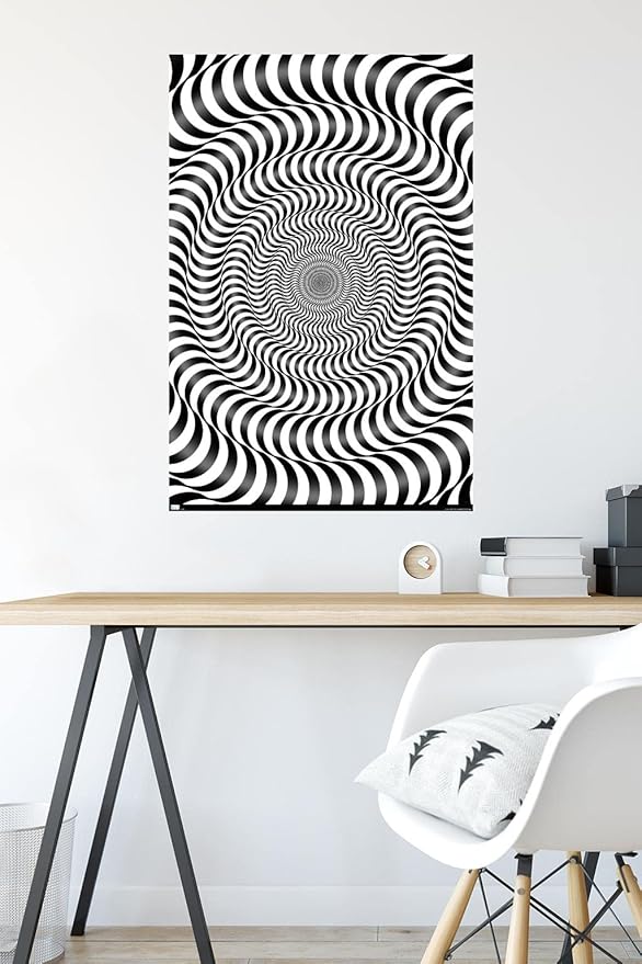 Trends International Zebra Stripe Optical Illusion Wall Poster, 22.375" x 34", Premium Poster & Mount Bundle