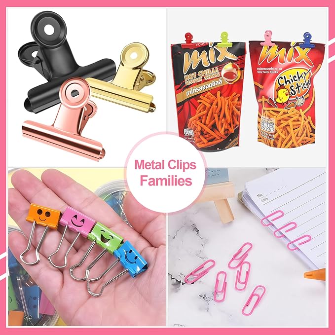 120 PCS Metal Hinge Clips Colored Spring Clip, Large Bulldog Clips 3.5+3+2+1.5 Inch, Colorful Bull Hinge Paper Clip for Crafts, Photo, Drawing, Food Bags at Home, Office, School, Shop