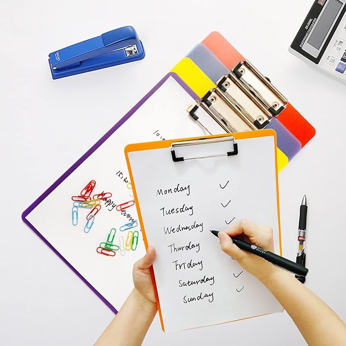 12 Pack Plastic Clipboards,Office Clipboards Standard A4 Letter Size,Colorful Clear Clip Boards with Hangable Low Profile Clip,Clipboard for Classrooms,Offices,Doctor,Nurse,Colored Assorted