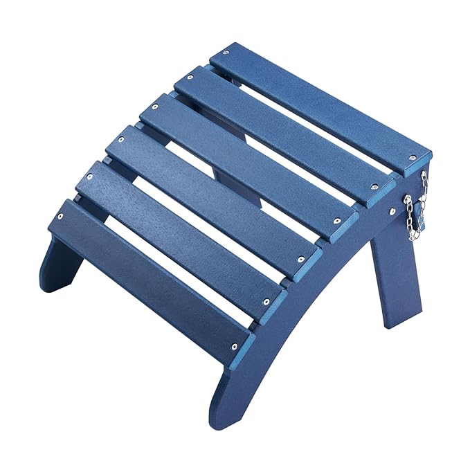 VEVOR Adirondack Ottoman Set of 2, 18.7L x 18.9W x 13.8H Inch HDPE Plastic Folding Adirondack Ottoman, Weather-Resistant Foot Rest for Adirondack Chair, Used for Outside Porch Pool Lawn Backyard, Blue