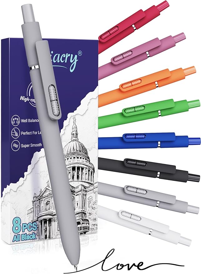 8-Pack 1mm Ballpoint Pens, Black Ink Smooth Writing Retractable Pens for Journaling, High-end Comfort Grip Ball Point Pen School & Office Supplies for Men Women