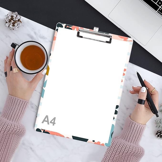 Fashion Clipboard, A4 Letter Size Wooden Decorative Clipboards for Teacher, Nurse, Doctor,Student and Kids, Cute Design for Standard Size 12.2" x 8.9"(C-Art Flower)