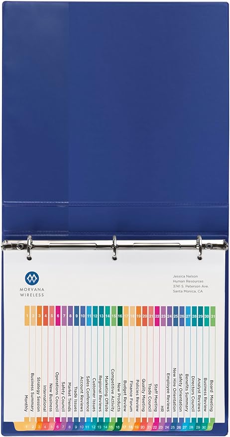 Avery 1-31 Dividers for 3 Ring Binders, 31 Tabs per Set, Customizable Table of Contents, Multicolor Tabs, Great for Organizing Reports, Projects, and More (12 Sets of 11129)