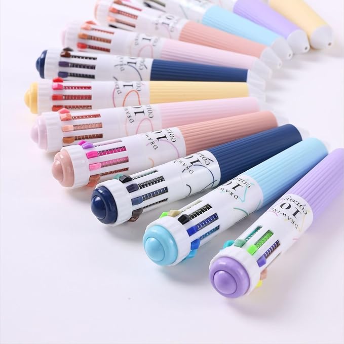 3 Pcs Multicolor Pen in one, 10-in-1 Retractable Colored Ballpoint Pens for Office, Back to School Supplies, 30 Colors
