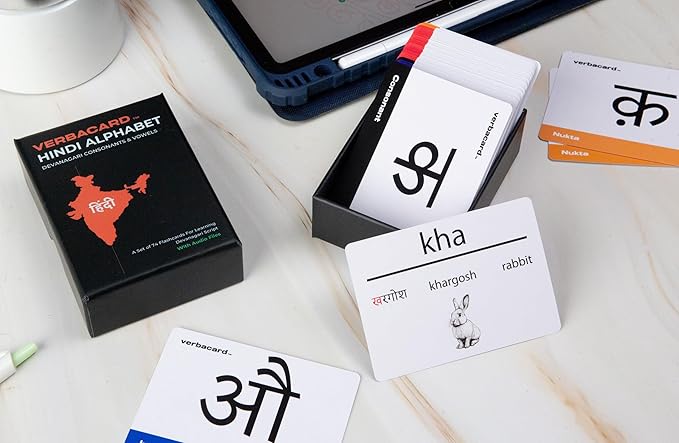 Hindi Alphabet Flashcards β Learn Devanagari Script Fast | Consonants & Vowels Study Deck with Romanized Transliteration & Audio | Hindi Language Starter Kit for Beginners & Students