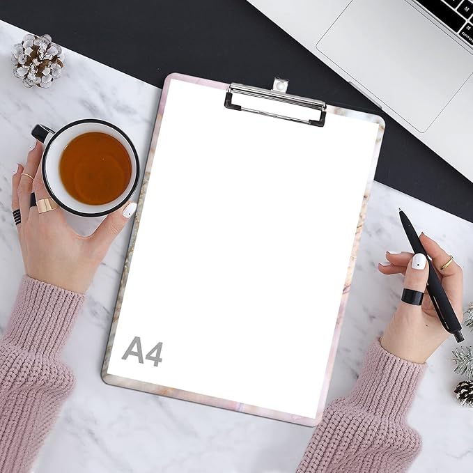 Fashion Clipboard, A4 Letter Size Wooden Decorative Clipboards for Teacher, Nurse, Doctor,Student and Kids, Cute Design for Standard Size 12.2" x 8.9" (C-Classic Marble)