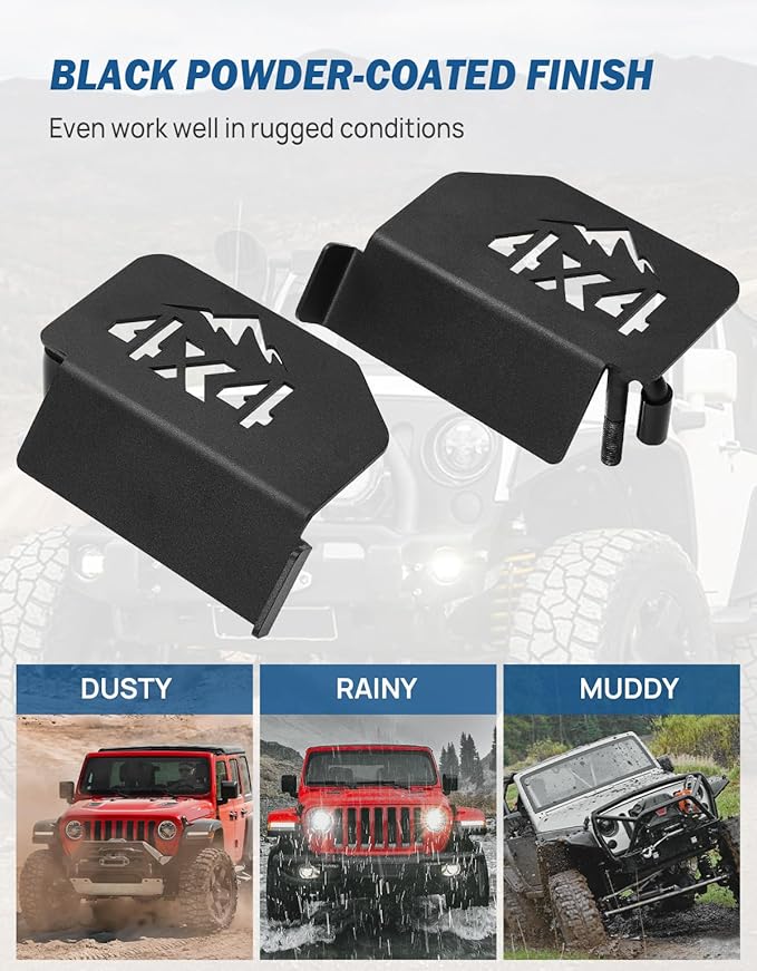 JOYTUTUS Upgraded 120° Wrangler Foot Pegs Compatible with Wrangler JK JL Gladiator JT 2007 to 2026, Exterior Door Hinge Foot Rest Pedals Accessories(4X4 Pattern)