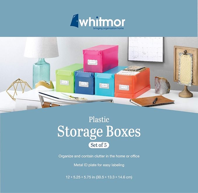 Whitmor 6754-373-5 Plastic CD Boxes Set of 5 Assorted Colors (Pack of 6)