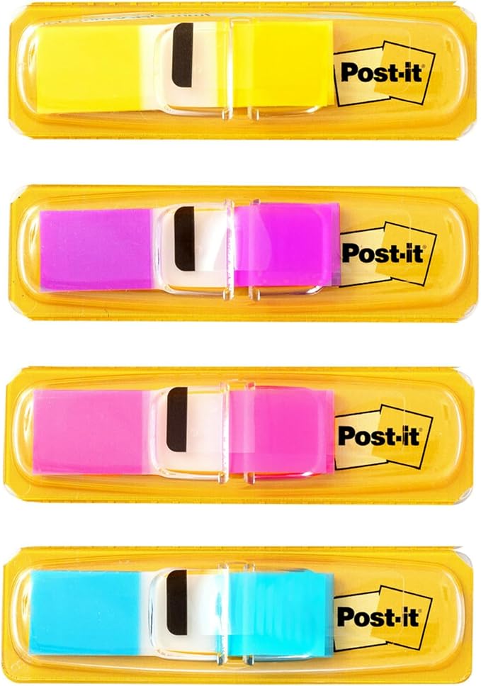 Post-it Flags Small Page Flags in Dispensers, 0.5 x 1.75, Four Colors, 35/Color, 4 Dispensers/Pack