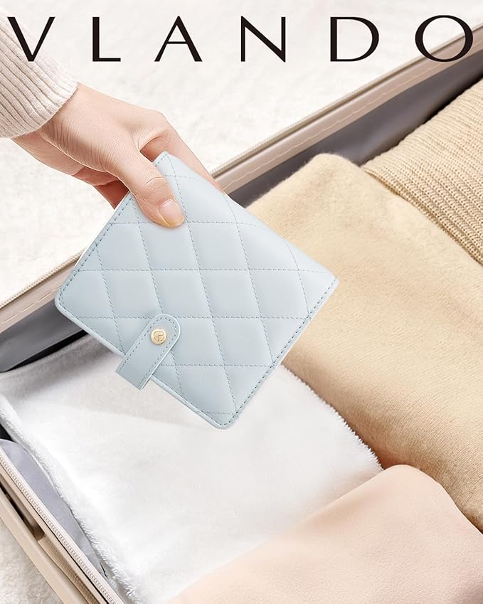 Vlando Travel Jewelry Case,Portable Jewelry Organizer Box with Clear Zipper Velvet Jewelry Pouch,Gifts for Traveler Women Girls-Baby Blue