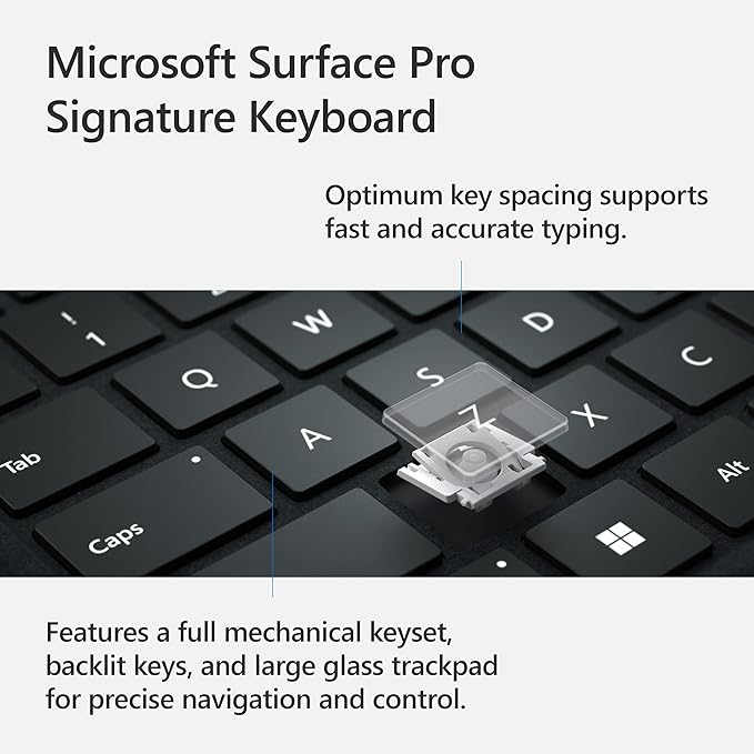 Microsoft Surface Pro Signature Keyboard, Backlit Keys and Large Trackpad, Durable and Smooth Alcantara Material, Forest Colour