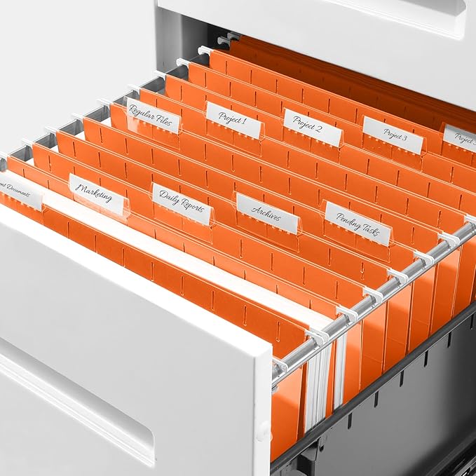 SUNEE Hanging File Folders, 25 Pack Letter Size Hanging File Folders with 1/5-Cut Tabs, Ideal for Home and Office Organization and Papers Classification,Orange