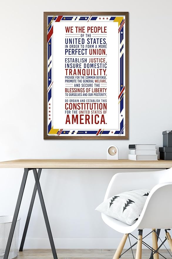 Trends International The United States Of America - Constitution Preamble Wall Poster, 22.375" x 34", Bronze Framed Version