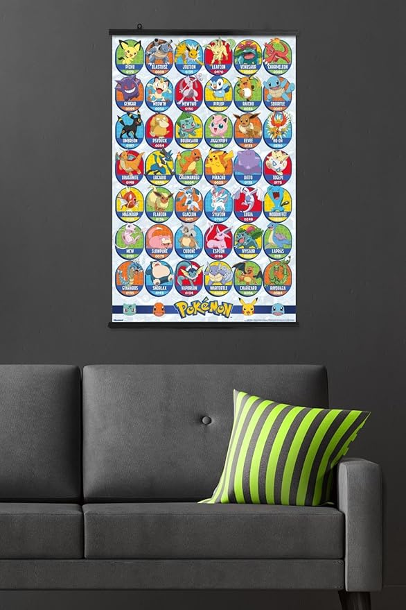 Pokémon: All-Time Favorites - Grid Wall Poster, 34L" x 22.4W", Premium Poster & Clip Bundle