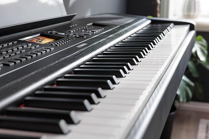 Yamaha DGX-670WH, 88-Key Weighted Digital Piano with Sustain Foot Switch and Music Rest, White - Furniture Stand Sold Separately