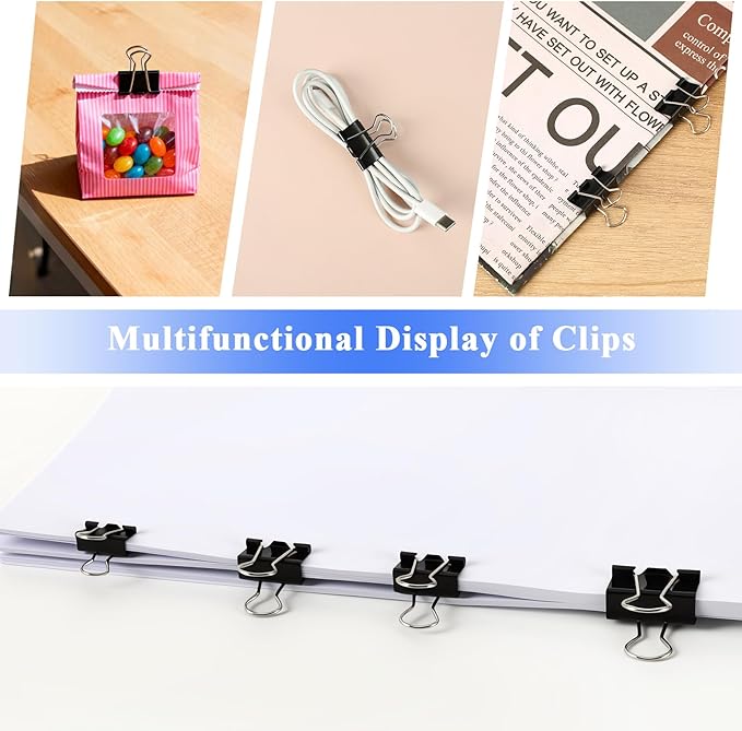 SANNIX 500Pcs Paper Clips and Binder Clips Assorted Sizes, Silver Paper Clips Black Binder Clips with Large Medium Small Size in Container for Office Home School Supplies Document Organizing