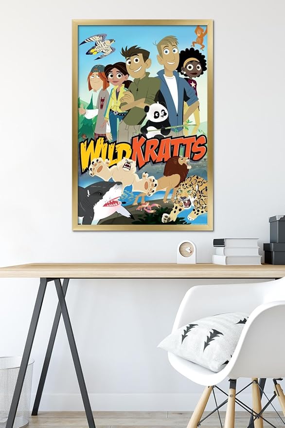Wild Kratts - Group Wall Poster, 34L" x 22.4W", Gold Framed Version