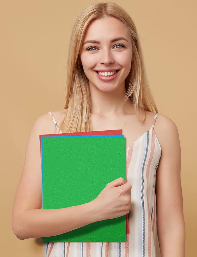SUNEE Folders with Pockets(25 Pack, Green), 2 Pocket Folders Fit Letter Size Paper, Paper File Folder for School Office Home Business