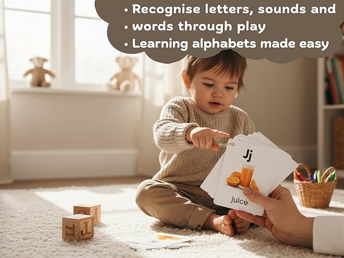 Alphabet Flashcards, 26 Educational Double-Sided Flashcards, A-Z Letters of The Alphabet, Perfect for Kids Toddlers