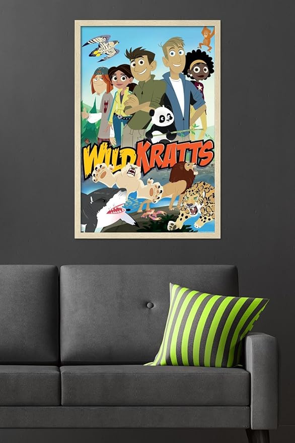 Wild Kratts - Group Wall Poster, 34L" x 22.4W", Blonde Framed Version