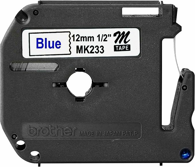 Brother Tape Cartridge 0.5IN Wide, Non-laminated Blue on White (MK233)