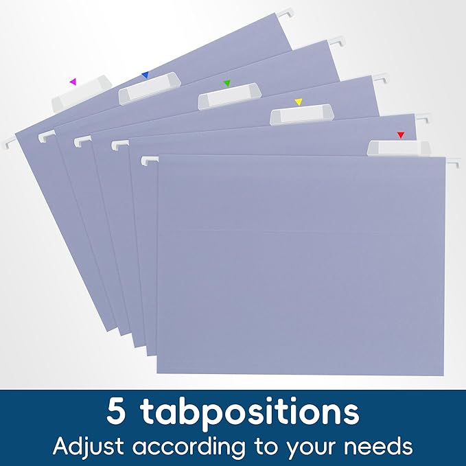 Hanging File Folders,Purple 25 Pack Letter Size File Folders with 1/5-cut Tabs,Office Essentials for Filing Cabinet & Desk Storage
