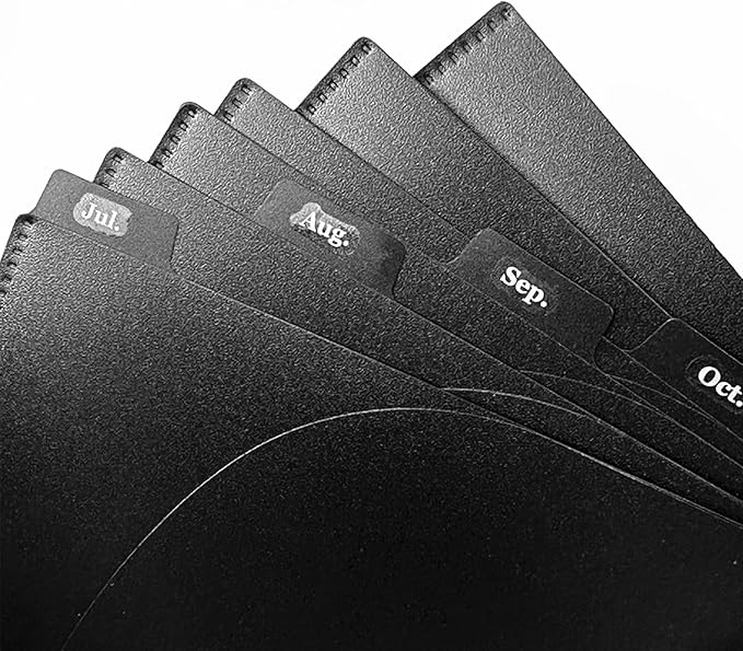 NatSumeBasics 12 Black A6 Binder Pocket Dividers with Label Sticker A6 Cash Envelopes for 6 Rings Budgeting Binder Inserts Supplies Accessories (12 Black)