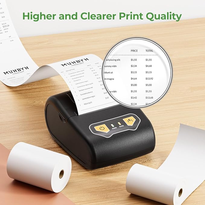 MUNBYN 2 1/4" x 50' Thermal Receipt Paper (5 Rolls), 58mm BPA Free Receipt Paper Fits All 58mm Mini Thermal POS Printer, Square Terminal Credit Card Machines