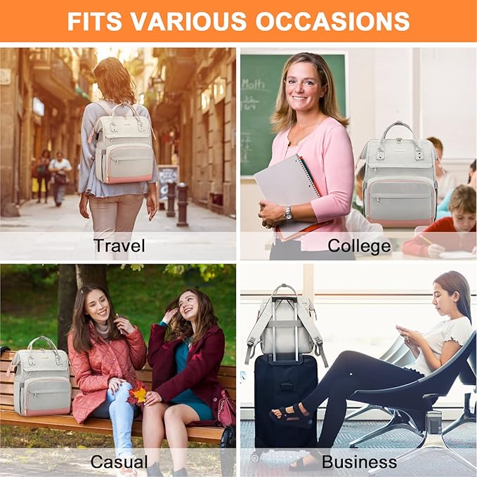 LOVEVOOK Laptop Backpack for Women Fashion Travel Backpack Purse 15.6 Inch Large Capacity Work Backpack Nurse Teacher Bag with USB Port