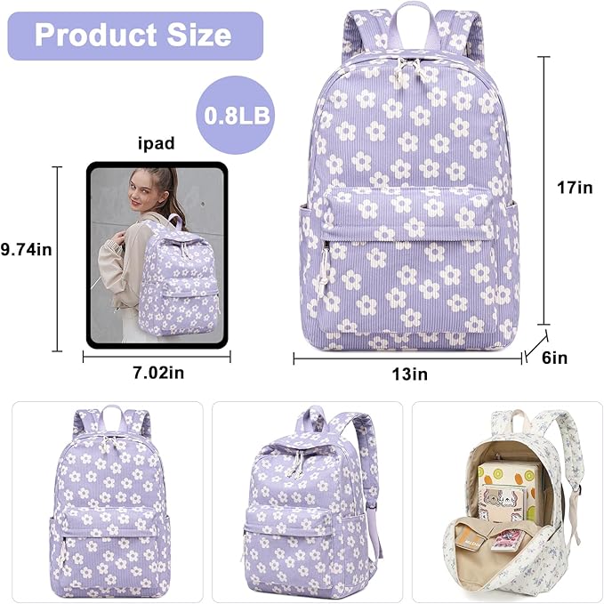 Bluboon School Backpack Set Girls Womens Laptop Bookbag Casual Daypack Fits 15 inch Laptop with Lunch Tote Bag and Pencil Bag
