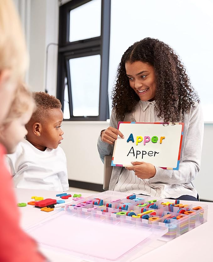Gamenote Classroom Magnetic Alphabet Letters Kit 238 Pcs with Double - Side Magnet Board - Foam Alphabet Letters for Preschool Kids Toddler Spelling and Learning Colorful ABC Education Fridge Magnets