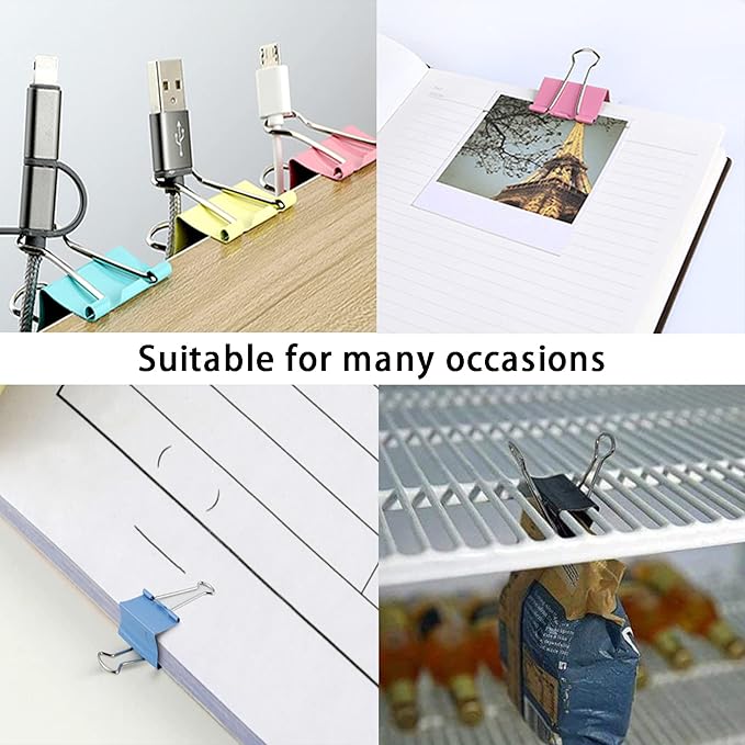 150 Pcs Colored Binder Clips Assorted Sizes with a Box, Jumbo, Large, Medium, Small, Mini, Micro,6 Sizes for Office, School and Home