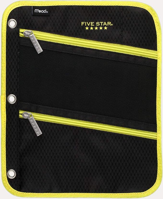 Five Star 3-Zipper Binder Pencil Case - Multiple Colors (Yellow)
