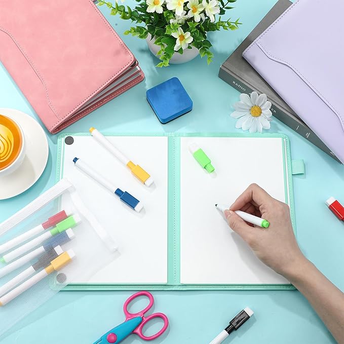 6 Sides Dry Erase Notebook Portable Whiteboards Notebook 9"x6"(a5) Small Reusable Whiteboard Notepad Foldable Anti-ghosting Surface, Travel White Board for Office Study Meeting Planning