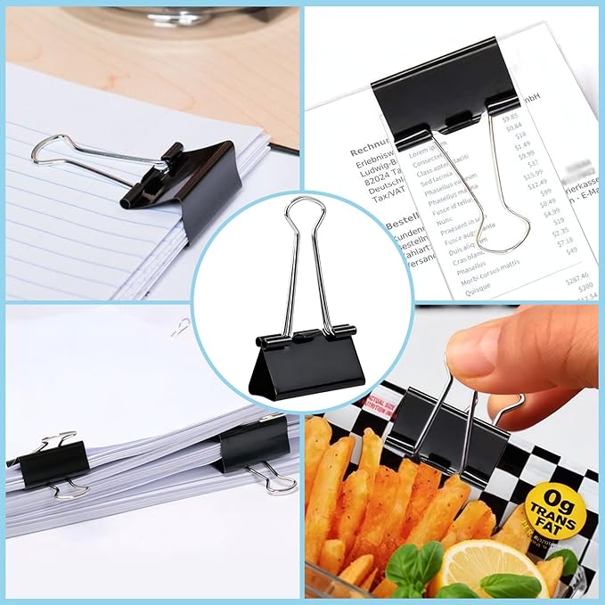 60 PCS Large Binder Clips – 2Inch 51mm Big Black Metal Paper Clamps, Extra Strong Binder Clips for Thick Documents/Office and Home Supplies