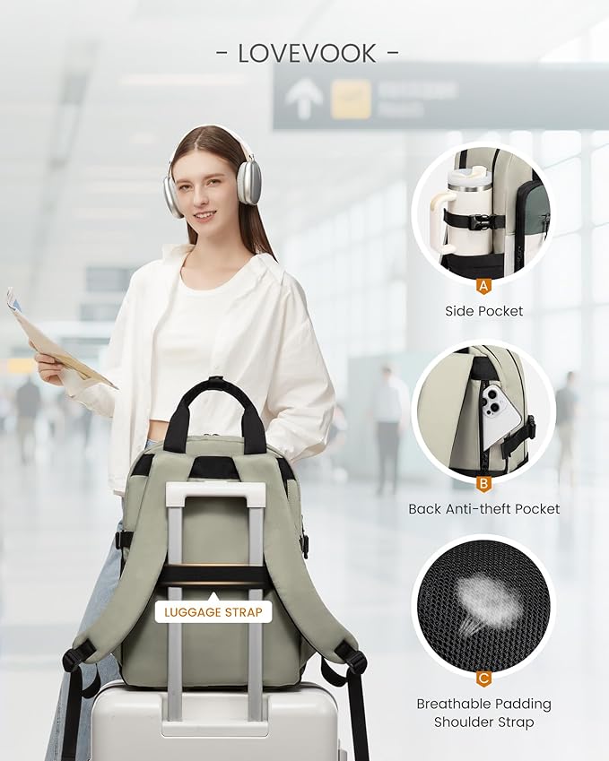 LOVEVOOK 17.3 Inch Laptop Backpack for Women, Travel Carry-On Backpack Purse, College Bookbag for Teen Girls School